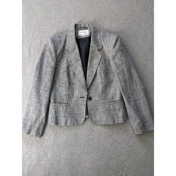 Vintage David Benjamin Wool Silk Blazer Womens Sz 7 Plaid Double Breasted Office - Picture 1 of 7